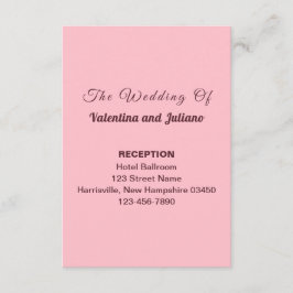 Typography Style Pink Wedding Reception Portrait Tilläggskort