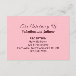 Typography Style Pink Wedding Reception Tilläggskort