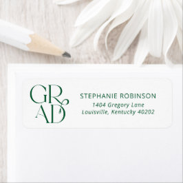 Typography Tassel Green Graduation Return Address Returadress Etikett
