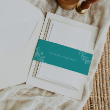 Typography Teal Blommigt Wedding Belly Band