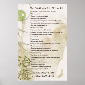 Typography Wall Art Dalai Lama A to Zen Poster