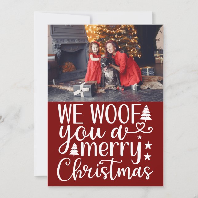 Typography, We Woof You a Merry Christmas Greeting Julkort (Framsida)