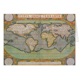 Typus Orbis Terrarum, karta av världen Hälsningskort