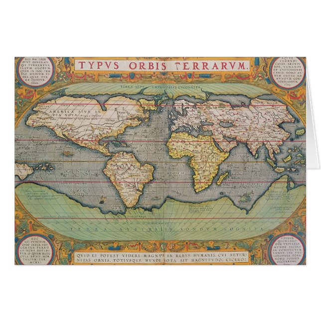 Typus Orbis Terrarum, karta av världen Hälsningskort (Framsidan Horizontal)