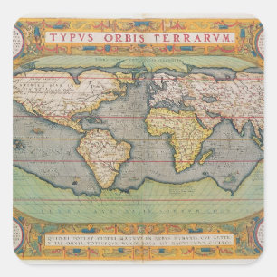 Typus Orbis Terrarum, karta i världen Fyrkantigt Klistermärke