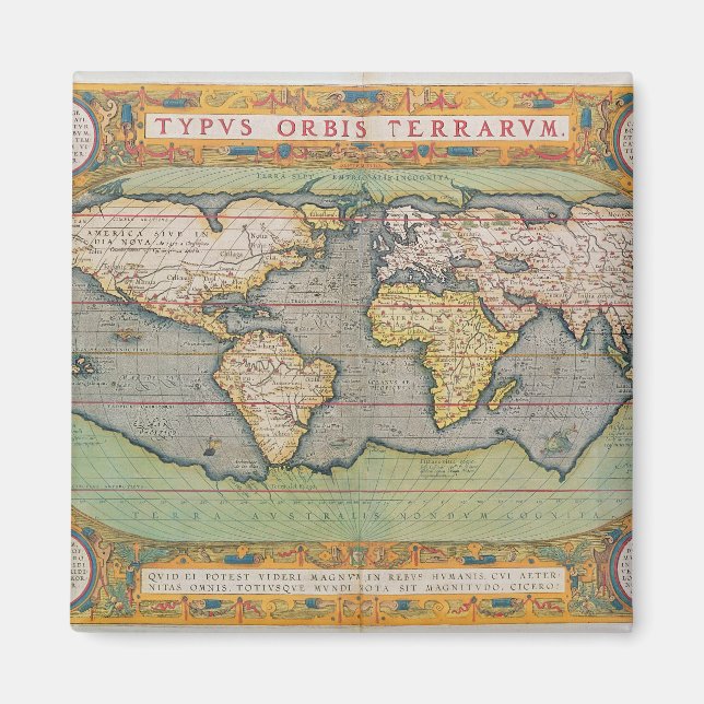 Typus Orbis Terrarum, karta i världen Magnet (Framsidan)