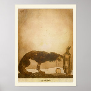 Tyr och Fenrir från John Bauer Poster
