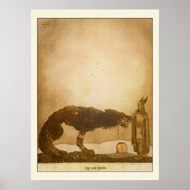 Tyr och Fenrir från John Bauer Poster (Framsidan)