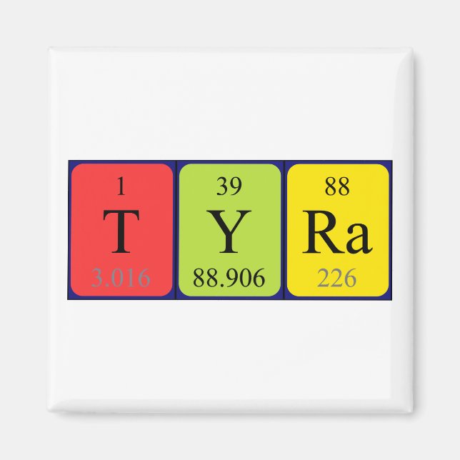 Tyra Periodisk bord namn magnet (Framsidan)