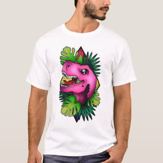 Tyranicorn Rosa Dino - Vit T Shirt