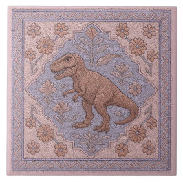 Tyrannasaurus Rex Rosa-ish Tile Kakelplatta