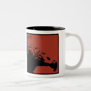Tyrannisera takes henne kolsvart kaffe Två-Tonad mugg