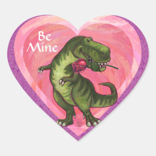 Tyrannosaurus Alla hjärtans dag Hjärtformat Klistermärke