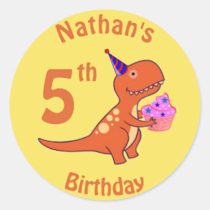Tyrannosaurus Birthday Runt Klistermärke