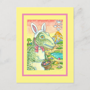 TYRANNOSAURUS, CUTE T-REX, PÅSKHARE DINO HELG VYKORT