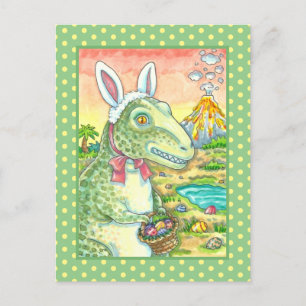 TYRANNOSAURUS, CUTE T-REX, PÅSKHARE DINO HELG VYKORT