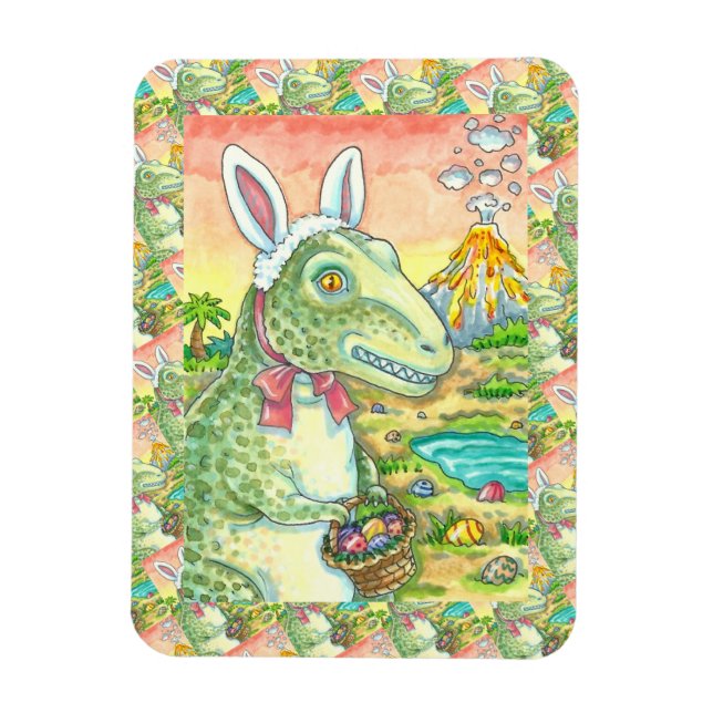 TYRANNOSAURUS, CUTE T-REX, PÅSKHARE DINO MAGNET (Vertikal)