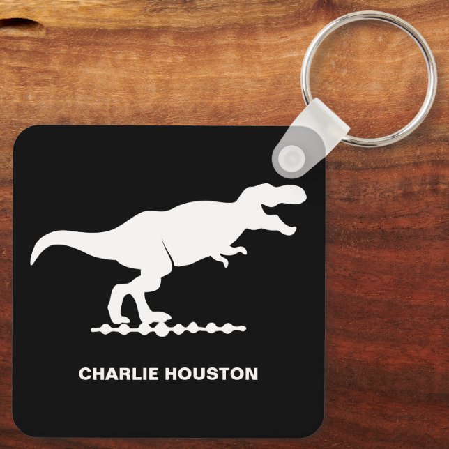 Tyrannosaurus Dinosaur Silhouette Keychain Nyckelring (Baksida)