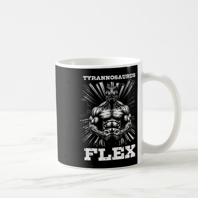 Tyrannosaurus Flex Strength Gym Funny Bodybuilding Kaffemugg (Höger)