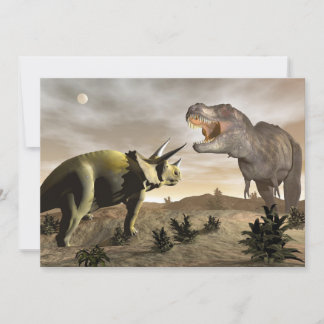 Tyrannosaurus groaring vid triceratops - 3D-render