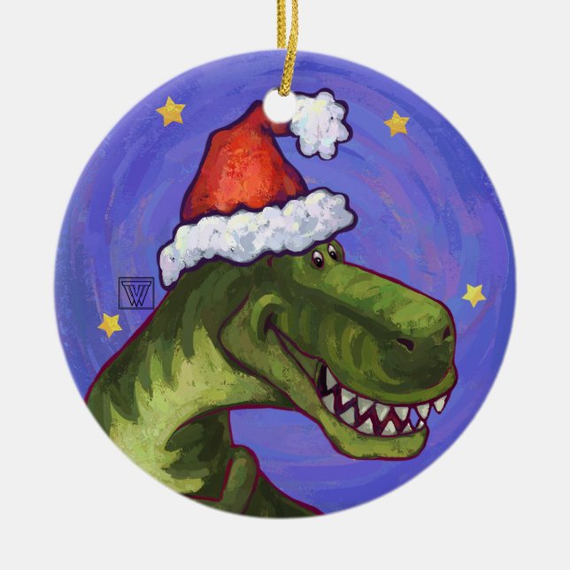 Tyrannosaurus jul julgransprydnad keramik (Framsidan)