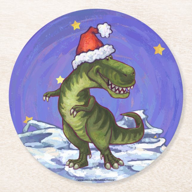 Tyrannosaurus jul underlägg papper rund (Framsidan)