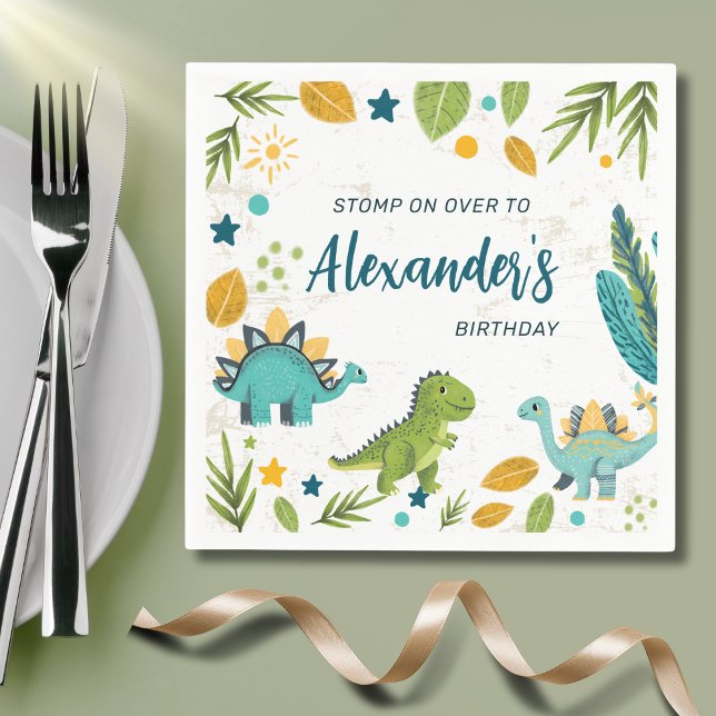 Tyrannosaurus Jurassic Party Dinosaur Birthday Pappersservett (Skapare uppladdad)