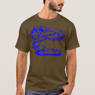 Tyrannosaurus Re (T Re) Skeleton Head Blue  T Shirt