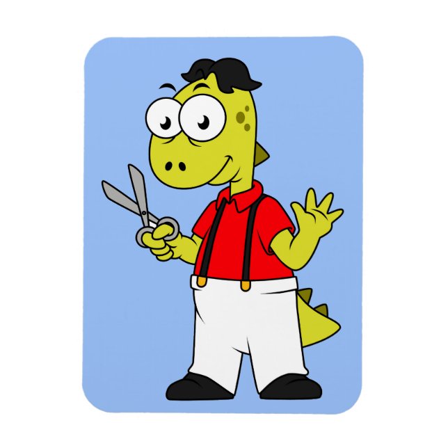 Tyrannosaurus Rex Barber med saxar. Magnet (Vertikal)