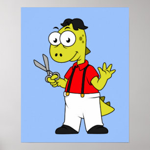 Tyrannosaurus Rex Barber med saxar. Poster