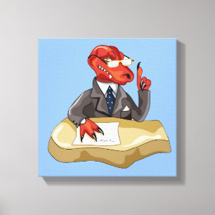 Tyrannosaurus Rex Chef Sitta vid ett bord. 2 Canvastryck