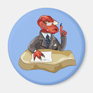 Tyrannosaurus Rex Chef Sitta vid ett bord. 2 Magnet