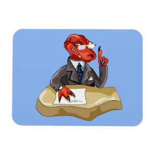 Tyrannosaurus Rex Chef Sitta vid ett bord. 2 Magnet
