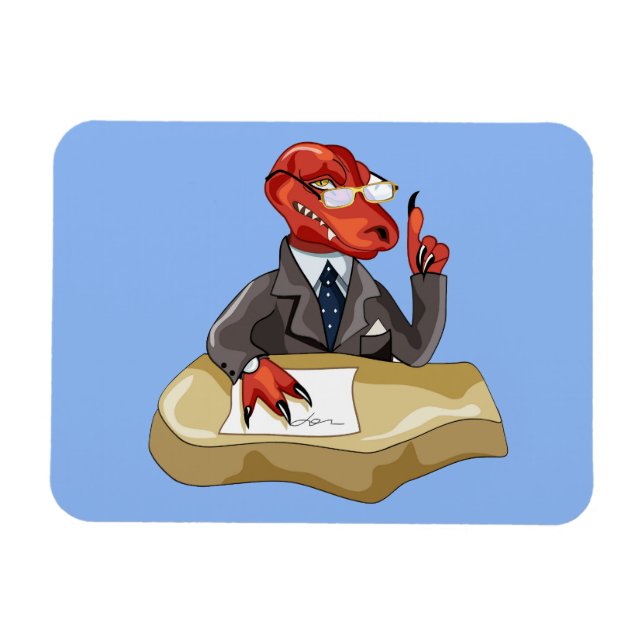 Tyrannosaurus Rex Chef Sitta vid ett bord. 2 Magnet (Horisontell)