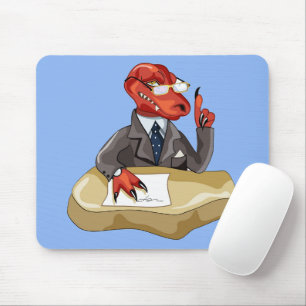 Tyrannosaurus Rex Chef Sitta vid ett bord. 2 Musmatta
