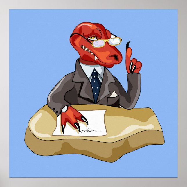 Tyrannosaurus Rex Chef Sitta vid ett bord. 2 Poster (Framsidan)