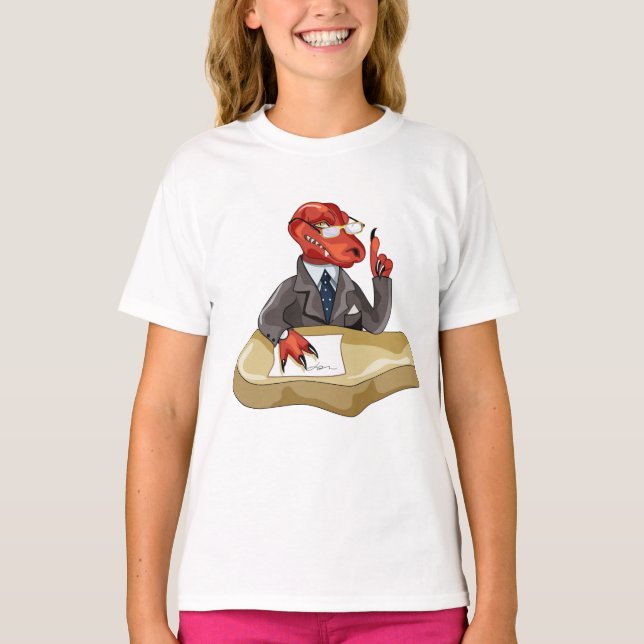 Tyrannosaurus Rex Chef Sitta vid ett bord. 2 T Shirt (Framsida)