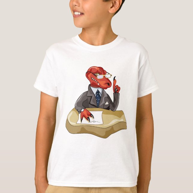 Tyrannosaurus Rex Chef Sitta vid ett bord. 2 T Shirt (Framsida)