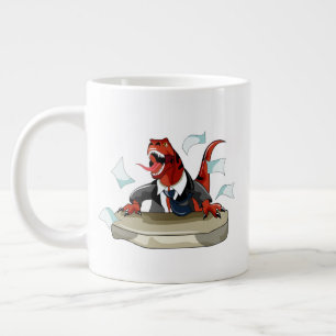 Tyrannosaurus Rex Chef Sitta vid ett bord. Jumbo Mugg