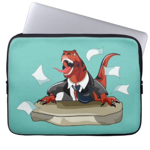 Tyrannosaurus Rex Chef Sitta vid ett bord. Laptop Fodral
