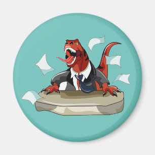 Tyrannosaurus Rex Chef Sitta vid ett bord. Magnet