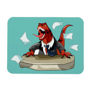 Tyrannosaurus Rex Chef Sitta vid ett bord. Magnet
