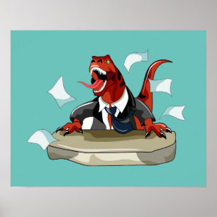 Tyrannosaurus Rex Chef Sitta vid ett bord. Poster