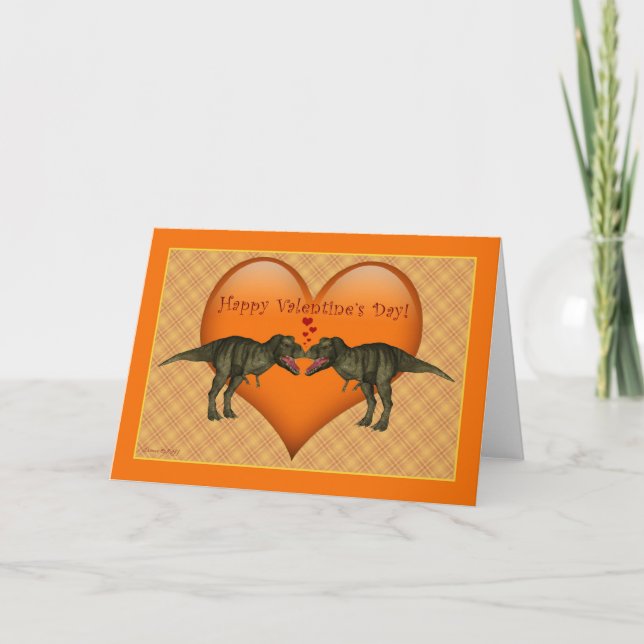 Tyrannosaurus Rex Dinosaur blank Valentine Card Helgkort (Framsida)