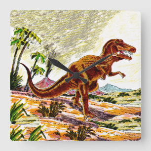 Tyrannosaurus Rex Dinosaur Fyrkantig Klocka