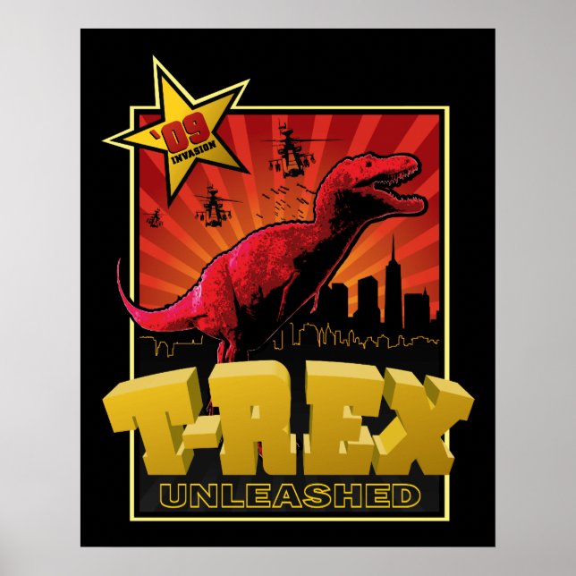 Tyrannosaurus Rex Dinosaur Invasion Poster (Framsidan)