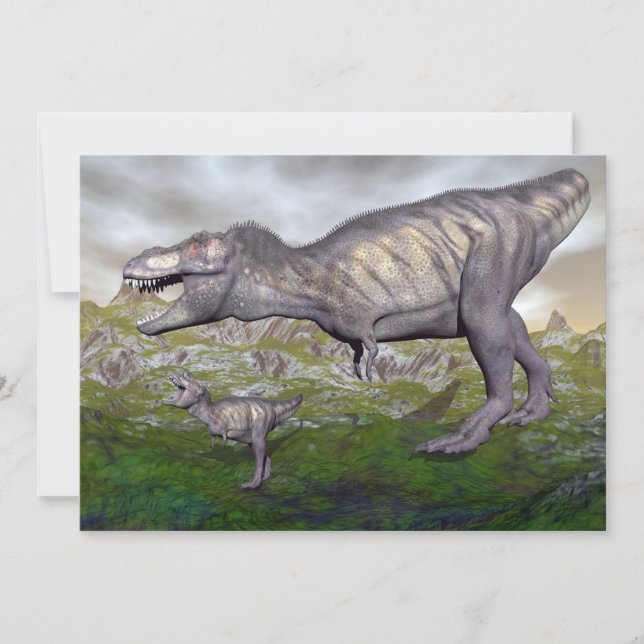 Tyrannosaurus rex dinosaur morsa och baby-3D rende (Framsida)