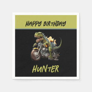 Tyrannosaurus Rex Dinosaur Motorcykel Birthday Pappersservett