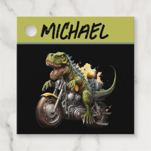 Tyrannosaurus Rex Dinosaur Riding a Motorcykel Gåvor Etiketter