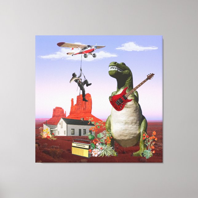 Tyrannosaurus Rex Dinosaur Sten & Roll Wall Art Canvastryck (Framsida)